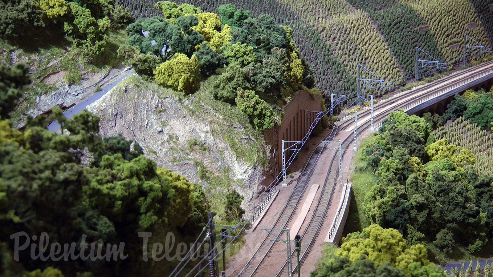 Plastico ferroviario in scala N della ferrovia della valle della Mosella in Germania realizzato da Fleischmann